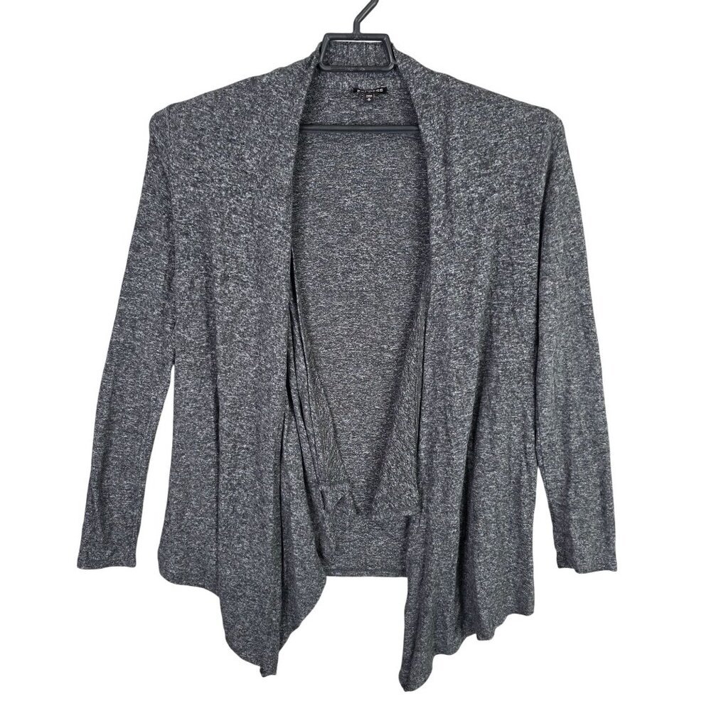 Womens Express Gray Open Front Cardigan Sweater Lightweight Knit Rayon Blend M